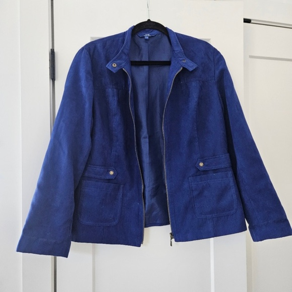 Nautica Royal Blue Suede Zip Jacket